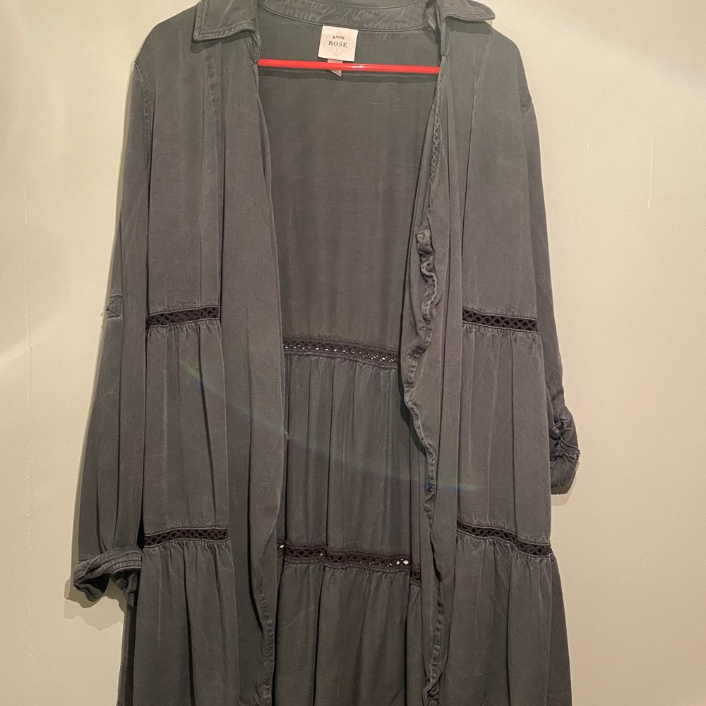 Charcoal Grey Ruffle Cover Up